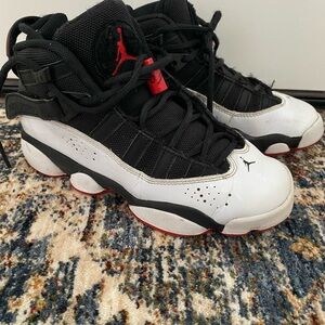 boys jordan 6 rings black/white/red